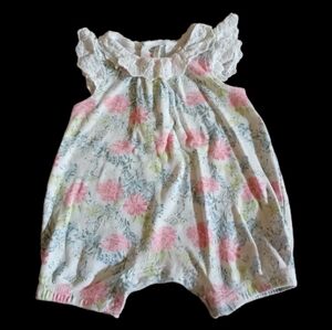 Vintage Laura Ashley Baby Floral Lace Romper